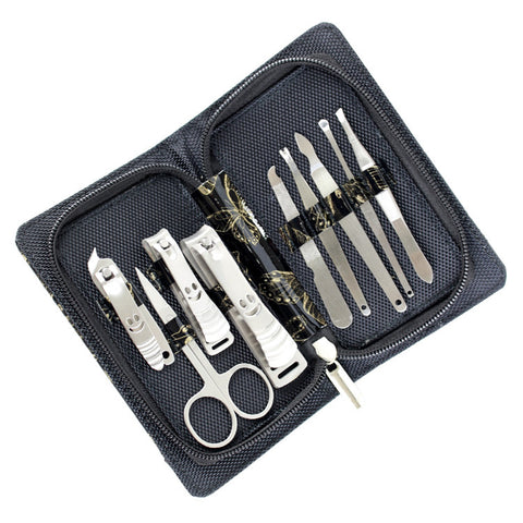 Bdeals 9pc Manicure Pedicure Nail Tool Kit Set Butterfly Pattren Pouch Stainless Steel