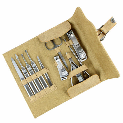 Bdeals Stainless Steel Manicure Pedicure Cuticle and Nail Tools 11pc Kit Skin color
