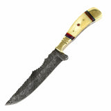 10.5" Damascus Blade Hunting Knife with Sheath TheBoneEdge