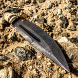 TheBoneEdge 13" Damascus Steel Fixed Blade Bone Handle Handmade Hunting Knife
