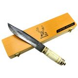 TheBoneEdge 13" Damascus Fixed Blade Handmade Steel Hunting Knife Bone Handle