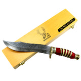 TheBoneEdge 13" Damascus Steel Fixed Blade Hand Forged Bone & Wood Handle Knife