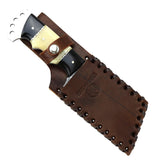 Hunt-Down 8.5" Full Tang Damascus Blade Horn Handle Hunting Knife With Sheath