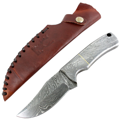 TheBoneEdge High Quality 7" Silver Full Tang Damascus Blade Hunting Survival Knife