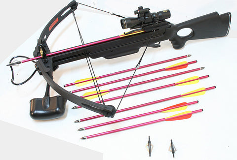 Hunting Crossbow Package 4x30 Scope Laser 20" Arrows Tips Cross Bow New Black