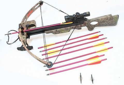 MK250TC Hunting Crossbow 4x30 Snipper Scope 20" Pack Arrows + Broad Heads Package