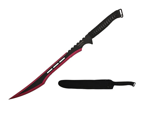 27" Red Stainless Steel 2 Tone Blade Sword with Nylon Sheath