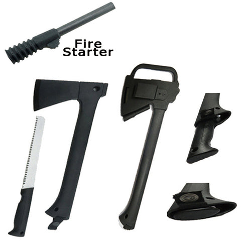 Defender Multi Function Camping Hunting Tactical Survival 17" Steel Axe W/ Saw Fire Starter