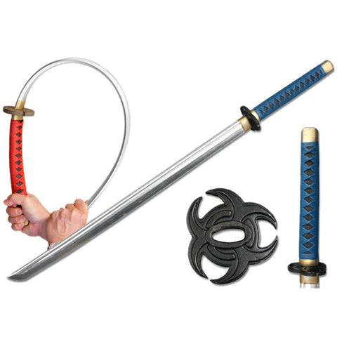 Defender High Quality Foam Samurai Sword 39" Blue & Black Handle With Black Decorative Tusba