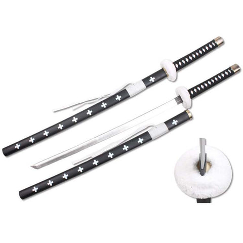 Defender Foam Samurai Sword 39" White & Black Handle with Wood Scabbard