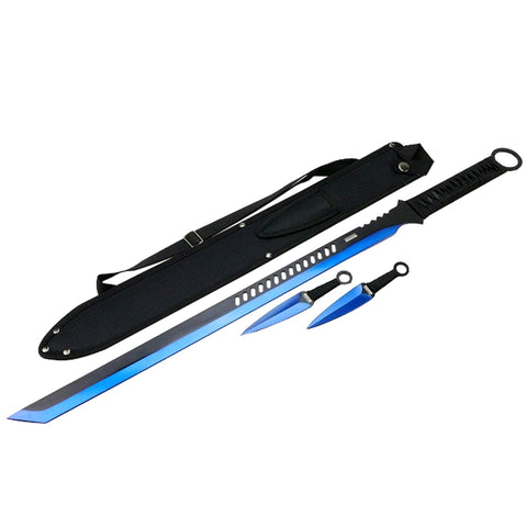 24" Blue 2 Tone Blade Sword with Sheath Stainless