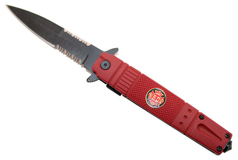 8.5" Folding Knife Surgical Steel Red Handle