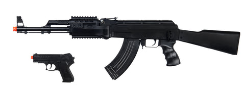 UKARMS SP1247 Tactical AK-47 Spring Rifle, full stock with Bonus Spring Pistol Combo Pack