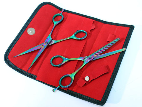 Multi Color Professional Hair Cutting Razor Edge Barber & Thinning Scissors 2 pc