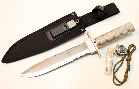 14" Carbon Steel Survival Knife Heavy Duty Fire Starter