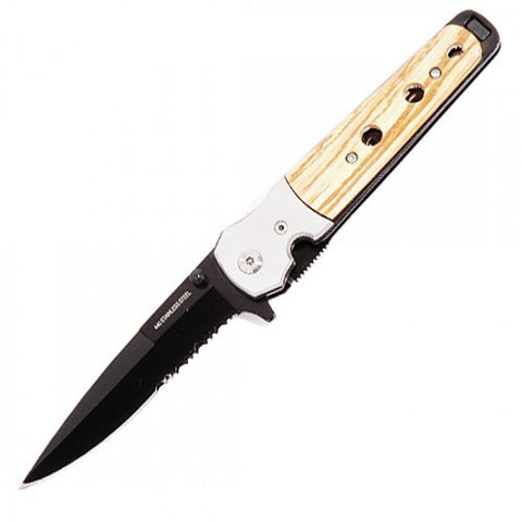 8.5" Carbon steel wood handle  pocket Spring Assisted Knife