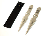 Set of 2 Silver Stainless Steel 7" Throwing Knives with Sheath