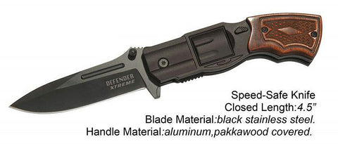 8" Gun Knife Wooden detail Handle