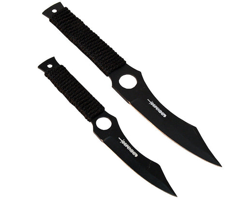 Set of 2 Black 8.5" & 6.5" Throwing Knives With Sheath