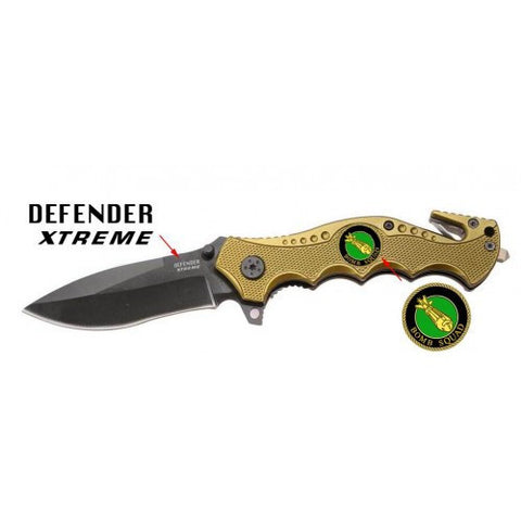 Yellow 7 1/2" Heavy Duty Folding Spring Assisted Knife with a Bomb Squad Plate