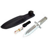 8" Silver Survival Knife With Survival Kit & Sheath