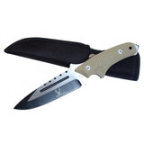9" Hunting Sharp Knife Full Tang Two Tone Blade Bone Edge G10 Handle with Sheath