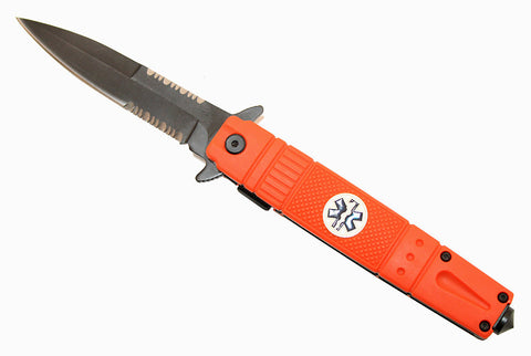 8.5" Folding Knife Surgical Steel Orange Handle